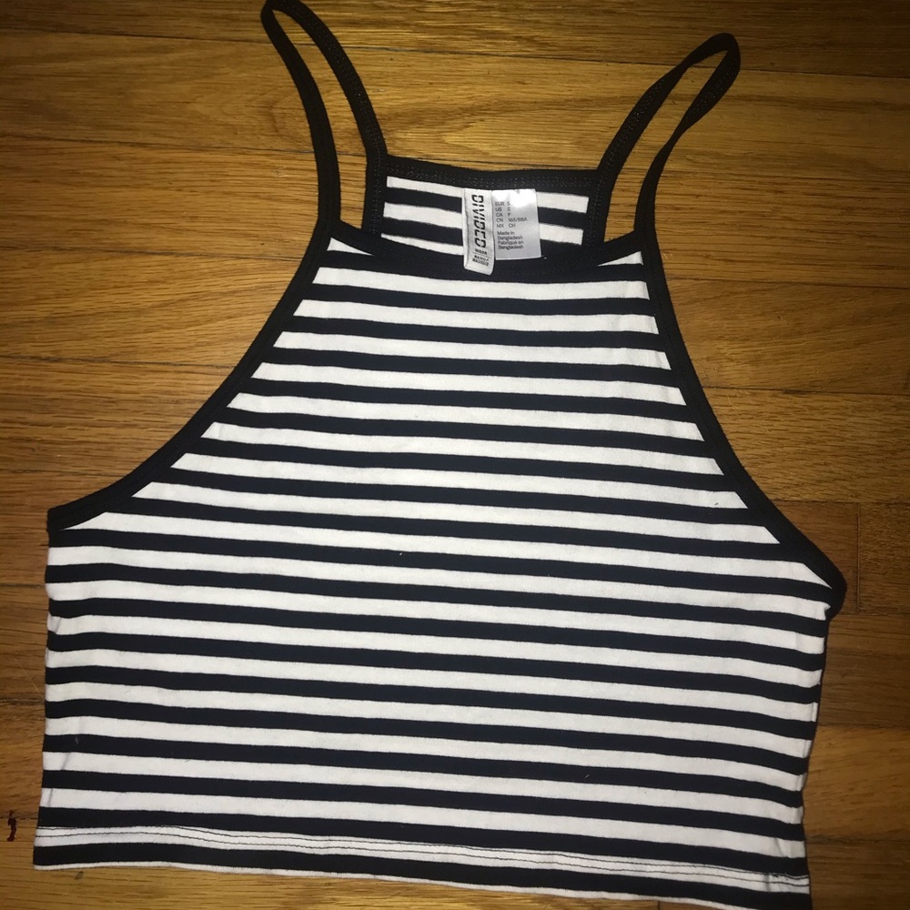 H&M striped Halter Crop Top